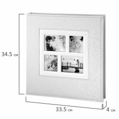 Фотоальбом BRAUBERG свадебный, 20 магнитных листов 30х32 см, обложка под фактурную кожу, на кольцах, белый, 390691 - фото 9