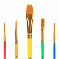 Кисти СИНТЕТИКА набор 5 шт. (круглая 3, плоская 2, 6, 14, овальная 1), блистер, ЮНЛАНДИЯ, 201069 Кисти СИНТЕТИКА набор 5 шт. (круглая 3, плоская 2, 6, 14, овальная 1), блистер, ЮНЛАНДИЯ, 201069 - фото 3