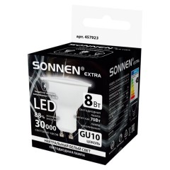 Лампа светодиодная SONNEN EXTRA, 8 (70) Вт, GU10, софит, нейтральный белый, 30000 ч, LED MR16-GU10-8W-4000, 457923 - фото 3