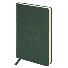 Ежедневник датированный 2027, А5, 138х213 мм, BRAUBERG "Aura", под кожу, гибкий, зеленый, 117932