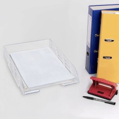Лоток горизонтальный для бумаг BRAUBERG ECO, 330х245х65 мм, сетчатый, прозрачный, 239013 - фото 7