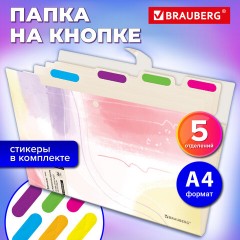 Папка-органайзер на кнопке 5 отделений, BRAUBERG "Extra", А4, пастельные узоры, 274100 - фото 10