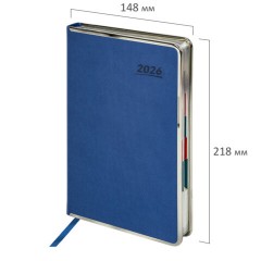 Ежедневник датированный 2026 А5 148х218 мм, GALANT "Infinity Silver", под кожу, синий, 117496 - фото 2