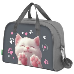 Сумка для занятий BRAUBERG KIDS с ручками, с плечевым ремнем, подкладка, 35x25x15 см, "Кот-мурлыка", 274629