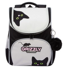 Ранец GRIZZLY анатомическая спинка, с мешком для обуви, для девочек, "BLACKY", серый, 33х25х13 см, RAm-584-1/2 Ранец GRIZZLY анатомическая спинка, с мешком для обуви, для девочек, "BLACKY", серый, 33х25х13 см, RAm-584-1/2 - фото 2