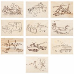 Заготовки деревянные для выжигания "Военная техника", 5 шт., 10 рисунков, 15х21 см, BRAUBERG HOBBY, 665308 Заготовки деревянные для выжигания "Военная техника", 5 шт., 10 рисунков, 15х21 см, BRAUBERG HOBBY, 665308 - фото 2