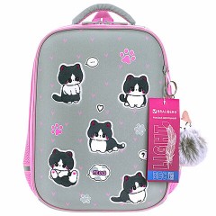 Ранец BRAUBERG LIGHT, 1 отделение, с брелоком, "Cat patches", плюшевые нашивки, 36х26х13 см, 272030 - фото 8