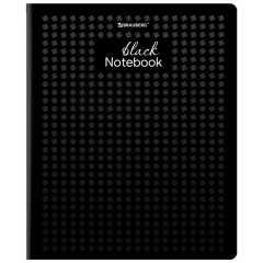 Тетрадь А5, 48 л., BRAUBERG, скоба, клетка, матовая ламинация, выборочный лак, "Black" (микс в спайке), 404375 - фото 8
