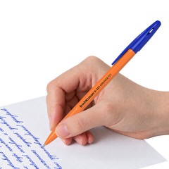 Ручка шариковая ERICH KRAUSE "R-301 Orange", СИНЯЯ, корпус оранжевый, узел 0,7 мм, линия письма 0,35 мм, 43194 - фото 8