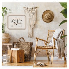 Календарь настенный перекидной 2026 г., BRAUBERG, 12 листов, 28,5х28,5 см, "Бохо", 116935