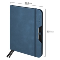 Ежедневник датированный 2026, А5, 151х213 мм, BRAUBERG "Note", под кожу, держатель для ручки, синий, 117517 - фото 2