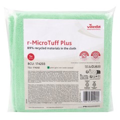 Салфетки VILEDA PROFESSIONAL "МикроТафф Плюс" КОМПЛЕКТ 5 шт., микрофибра, зеленый, 38х38 см, 174203 - фото 4