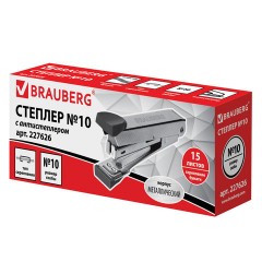 Степлер №10 металлический BRAUBERG "Classic-M", до 15 листов, с антистеплером, черный, 227626 - фото 2