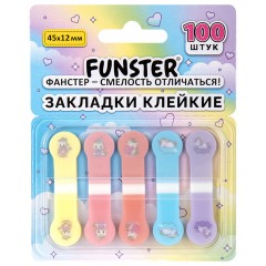 Закладки клейкие Z-сложения FUNSTER (ФАНСТЕР) "Единороги", 45х12 мм, 100 шт. (5 цветов х 20 листов), в диспенсере, 116703