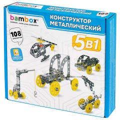 Конструктор металлический "Техника 5 в 1" с подвижными деталями, 108 элементов, BAMBOX (БАМБОКС), 667030