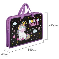Папка на молнии с ручками ЮНЛАНДИЯ А4, 1 отделение, пластик, ширина 45 мм, "Magic unicorn", 270944 Папка на молнии с ручками ЮНЛАНДИЯ А4, 1 отделение, пластик, ширина 45 мм, "Magic unicorn", 270944 - фото 6