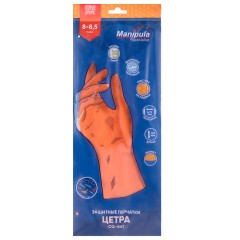 Перчатки латексные MANIPULA Specialist Цетра, КЩС-1, размер 8-8,5, M (средний), оранжевые, L-F-04/CG-947 - фото 2