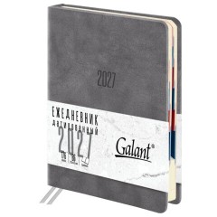 Ежедневник датированный 2027, B6, 125х173 мм, GALANT "Vivid", под кожу, серый, 117863