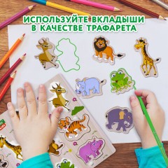 Рамка-вкладыш деревянная развивающая "Животные", 22х30 см, BRAUBERG KIDS, 665256 - фото 13