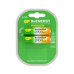Батарейки аккумуляторные GP ReEnergy Ni-Mh пальчиковые КОМПЛЕКТ 2 шт., АА (HR6), 2600 mAh, 270AAHCRGY, 270AAHCRGY-2CR