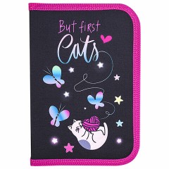Пенал BRAUBERG с наполнением, 1 отделение, 1 откидная планка, 24 предмета, 21х14 см, "Cats first", 271525 - фото 2