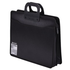 Папка-портфель пластиковая BRAUBERG А4+ (390х320х120 мм), 4 отделения, фактура под дерево, черная, 221391 - фото 2