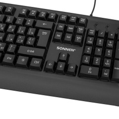 Клавиатура проводная USB, 104 клавиши, LED-подсветка, SONNEN K305, черная, 513948 - фото 6