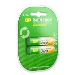 Батарейки аккумуляторные GP ReEnergy Ni-Mh пальчиковые КОМПЛЕКТ 2 шт., AA (HR6), 2000 mAh, 210AAHCRGY, 210AAHCRGY-2CRC - фото 2