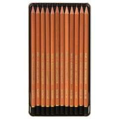 Карандаши чернографитные KOH-I-NOOR, НАБОР 12 шт., "Art", 8В-2H, без резинки, металлическая коробка, 1512N12001PL Карандаши чернографитные KOH-I-NOOR, НАБОР 12 шт., "Art", 8В-2H, без резинки, металлическая коробка, 1512N12001PL - фото 3