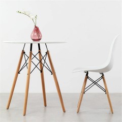 Стол обеденный BRABIX "Eames T-01", круглый, диаметр 80 см, опоры дерево, белый, 532633 - фото 7