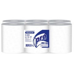Полотенца бумажные рулонные 150 м, PROtissue (H1) PREMIUM, 2-слойные, белые, КОМПЛЕКТ 6 рулонов, С222 - фото 2
