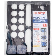 Корзина / диспенсер для хранения пакетов и бахил БОЛЬШАЯ 45х16х13 см, крючки-крепеж в комплекте, черная, LAIMA ULTRA, 701665 - фото 14