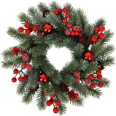 Венок новогодний заснеженный, диаметр 30 см "Зимняя сказка", с декором, литой ПЭТ, ЗОЛОТАЯ СКАЗКА, 592518 - фото 2