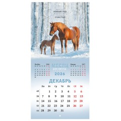 Календарь настенный перекидной 2026 г., BRAUBERG, 12 листов, 28,5х28,5 см, "Благородные лошади", 116932 - фото 15