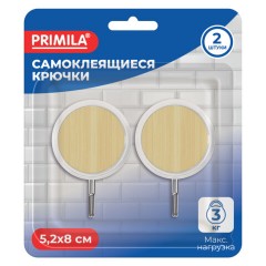 Крючки самоклеящиеся КОМПЛЕКТ 2 шт., 5,2х8 см, пластик + металл, круглые, под дерево, PRIMILA (ПРИМИЛА), 702367 - фото 3