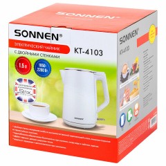 Чайник электрический с двойными стенками SONNEN KT-4103, 1,5 л, 2200 Вт, белый, 456376 Чайник электрический с двойными стенками SONNEN KT-4103, 1,5 л, 2200 Вт, белый, 456376 - фото 15