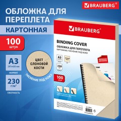 Обложки картонные для переплета БОЛЬШОЙ ФОРМАТ А3, КОМПЛЕКТ 100 шт., тиснение под кожу, 230 г/м2, слоновая кость, BRAUBERG, 530946 Обложки картонные для переплета БОЛЬШОЙ ФОРМАТ А3, КОМПЛЕКТ 100 шт., тиснение под кожу, 230 г/м2, слоновая кость, BRAUBERG, 530946 - фото 8