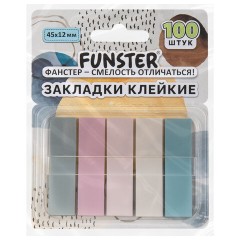 Закладки клейкие Z-сложения FUNSTER (ФАНСТЕР) "Моранди", 45х12 мм, 100 шт. (5 цветов х 20 листов), в диспенсере, 116697 - фото 6