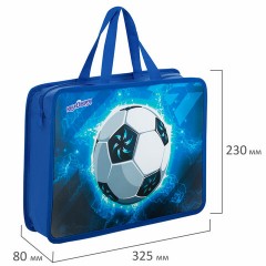 Папка на молнии с ручками ЮНЛАНДИЯ А4, 1 отделение, пластик, 80 мм, "Football", 272158 - фото 4