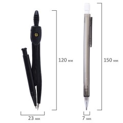 Готовальня STAFF "College" 9 предметов: циркуль 120 мм, чертежные принадлежности, механический карандаш, пластиковый пенал, 210863 - фото 10