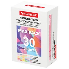 Набор текстовыделителей 30 ЦВЕТОВ BRAUBERG "SUPER MIX", линия 1-5 мм, мягкий скошенный наконечник, 152539 - фото 10