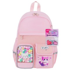 Рюкзак BRAUBERG PASTEL с термонашивками в комплекте, "Anime kitten", персиковый, 40х29х14 см, 272065 Рюкзак BRAUBERG PASTEL с термонашивками в комплекте, "Anime kitten", персиковый, 40х29х14 см, 272065 - фото 7