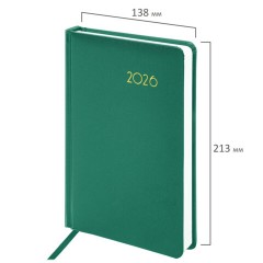 Ежедневник датированный 2026, А5, 138x213 мм, BRAUBERG "Select", балакрон, зеленый, 117083 - фото 2