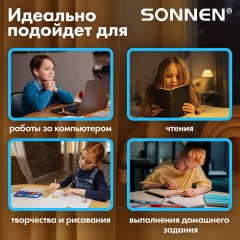 Настольная лампа / светильник SONNEN OU-603, на подставке, цоколь Е27, "Сова", синий, 236674 - фото 11