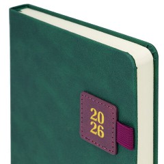 Ежедневник датированный 2026 А5 138х213 мм, BRAUBERG "Accent", под кожу, держатель, зеленый/бордо, 117387 - фото 4
