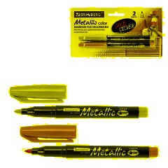 Маркеры для декорирования и рисования ЗОЛОТО и СЕРЕБРО, METALLIC MARKER, линия письма 1-2 мм, BRAUBERG, 152655