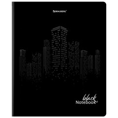 Тетрадь А5, 48 л., BRAUBERG, скоба, клетка, матовая ламинация, выборочный лак, "Black" (микс в спайке), 404375 - фото 5