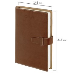 Ежедневник датированный 2027, А5, 143х218 мм, BRAUBERG "Journal", под кожу, ремешок, коричневый, 118049 - фото 2