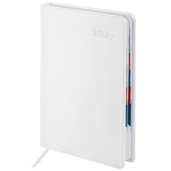 Ежедневник датированный 2027, А5, 148х218 мм, GALANT "White", под кожу, белый, 118080