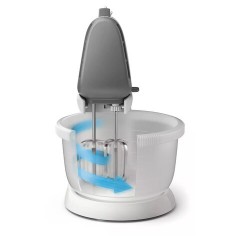 Миксер PHILIPS HR3745/00 на подставке 450 Вт, 5 скоростей, 2 венчика, 2 крюка для теста, чаша, белый Миксер PHILIPS HR3745/00 на подставке 450 Вт, 5 скоростей, 2 венчика, 2 крюка для теста, чаша, белый - фото 4